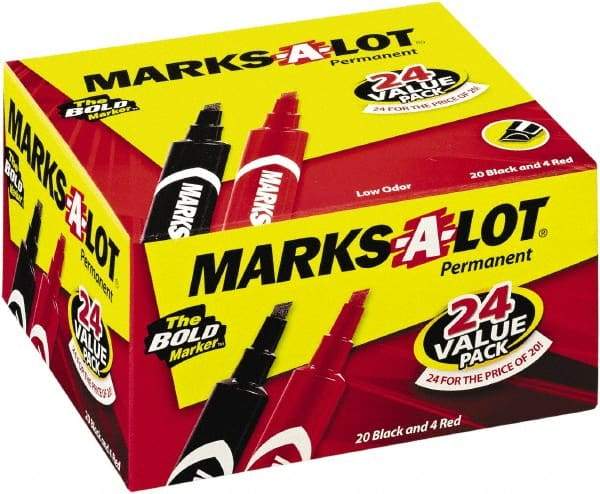 Marks-A-Lot - Red & Black Permanent Marker - Chisel Tip, AP Nontoxic Ink - Top Tool & Supply