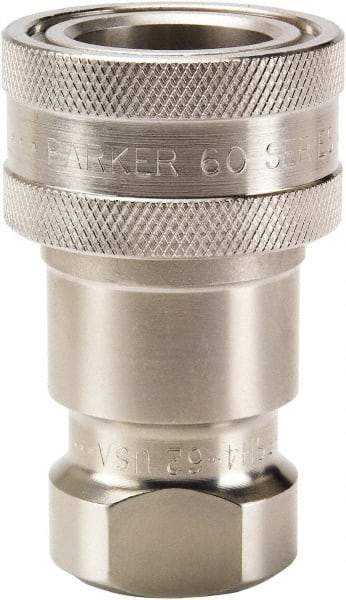 Parker - 3/4-16 SAE ORB 316 Stainless Steel Hydraulic Hose Female Straight Thread Coupler - 1,500 psi, 6 GPM, Series 60 - Top Tool & Supply