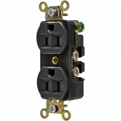 Hubbell Wiring Device-Kellems - 125V 15A NEMA 5-15R Industrial Grade Black Straight Blade Duplex Receptacle - Top Tool & Supply