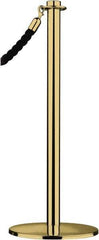 Tensator - 34" High, 2" Pole Diam, Barrier Post Base - 14" Base Diam, Round Stainless Steel Base, Polished Brass (Color) Steel Post, For Outdoor Use - Top Tool & Supply