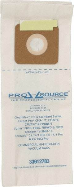 PRO-SOURCE - Meltblown Polypropylene & Paper Vacuum Bag - For CleanMax Standard and Pro-Series, Tennant V-SMU-14, Tornado CK 14/1 QD, CK 14/1 Pro & CK 14/2 Pro, Carpet Pro CPU1/T, CPU2/T, CPU75/T & CPU85/T & Fuller Models FB90, FBP95, FBPHD & FBTM - Top Tool & Supply