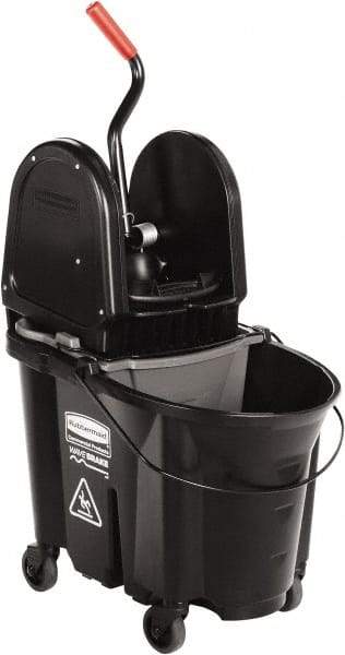 Rubbermaid - 35 Qt Plastic Steel Bucket & Wringer - 510.54mm Long x 927.1mm High x 398.78mm Wide, Black - Top Tool & Supply