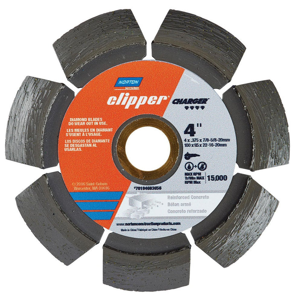 Wet & Dry Cut Saw Blade: 4″ Dia, 7/8 & 5/8″ Arbor Hole, 0.375″ Kerf Width, 7 Teeth High Speed Steel Teeth, Use on Masonry, Standard Arbor