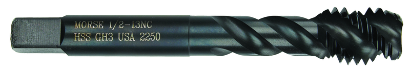 1/2-13 Dia. - H11 - HSS - Nitride & Steam Oxide - +.005 Oversize Spiral Flute Tap - Top Tool & Supply