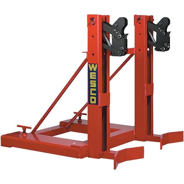 Wesco Industrial Products - 1,000 Lb Load Capacity, 16, 30, 55 & 85 Gal Drum Grab - 33-1/4" Wide x 34" High, Steel Wheels - Top Tool & Supply