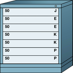 Bench-Standard Cabinet - 7 Drawers - 30 x 28-1/4 x 33-1/4" - Single Drawer Access - Top Tool & Supply