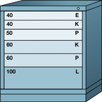 Bench-Standard Cabinet - 6 Drawers - 30 x 28-1/4 x 33-1/4" - Single Drawer Access - Top Tool & Supply