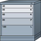 Bench-Standard Cabinet - 5 Drawers 30 x 28-1/4 x 33-1/4" - Single Drawer Access - Top Tool & Supply