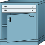 Bench-Standard Cabinet - 2 Drawers - Base Shelf - Adjustable Shelf - Lockable Swing Door - 30 x 28-1/4 x 33-1/4" - Multiple Drawer Access - Top Tool & Supply