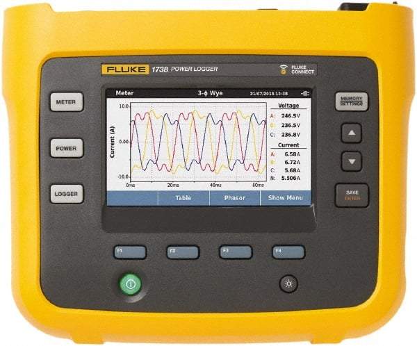 Fluke - 3 Phase, 1 to 500 Amp Capability, Power Meter - Top Tool & Supply