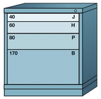 32.25 x 28.25 x 30'' (4 Drawers) - Pre-Engineered Modular Drawer Cabinet Bench Height (88 Compartments) - Top Tool & Supply