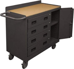 Durham - 1,200 Lb Capacity, 18" Wide x 36" Long x 39-3/4" High Mobile Cart - 1 Door, 4 Drawer, 1 Shelf, Steel, 2 Rigid/2 Swivel Casters - Top Tool & Supply