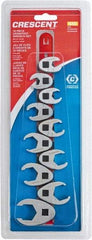 Crescent - 10 Piece, 3/8" to 15/16", Crowfoot Wrench Set - Inch Measurement Standard, Full Polish Chrome Finish - Top Tool & Supply