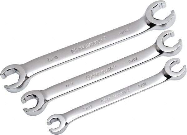 Crescent - 3 Piece, 9mm to 15mm, Flare Nut Wrench Set - Metric Measurement Standard, Full Polish Chrome Finish - Top Tool & Supply