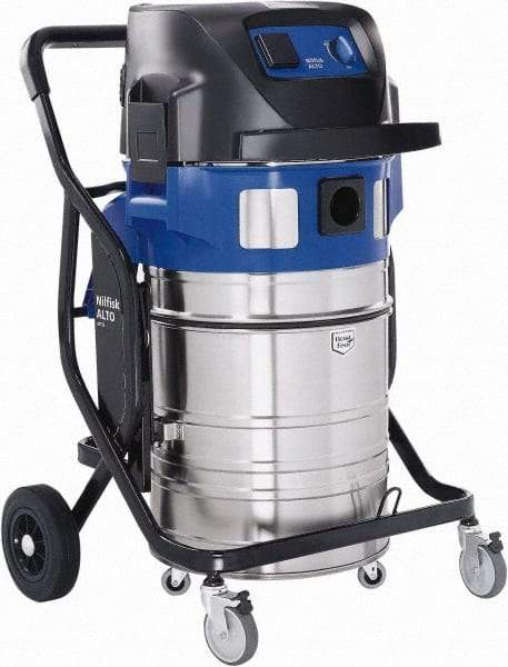 Nilfisk - 19 Gal Plastic Tank, Electric Powered Wet/Dry Vacuum - 1.34 Peak hp, 120 Volt, 8.3 Amps, 16' Hose Fitting, Automatic Filter Clean Delivers a Filter Pulse Every 15 Seconds, Accessories Included - Top Tool & Supply