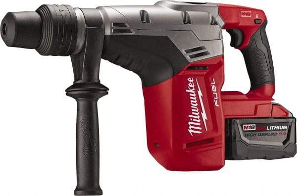 Milwaukee Tool - 18 Volt 1-9/16" SDS Max Chuck Cordless Rotary Hammer - 0 to 3,000 BPM, 0 to 450 RPM, Reversible - Top Tool & Supply