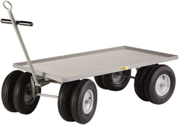 Little Giant - 3,000 Lb Capacity Steel 8 Wheeler Wagon Truck - Steel Deck, 36" OAW, 60" Platform Length x 18-1/4" Platform Height, Pneumatic Casters - Top Tool & Supply