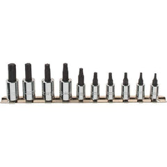 Proto - 10 Piece 1/4 & 3/8" Drive Torx Bit Socket Set - T10 to T55 Torx, Comes in Rail - Top Tool & Supply