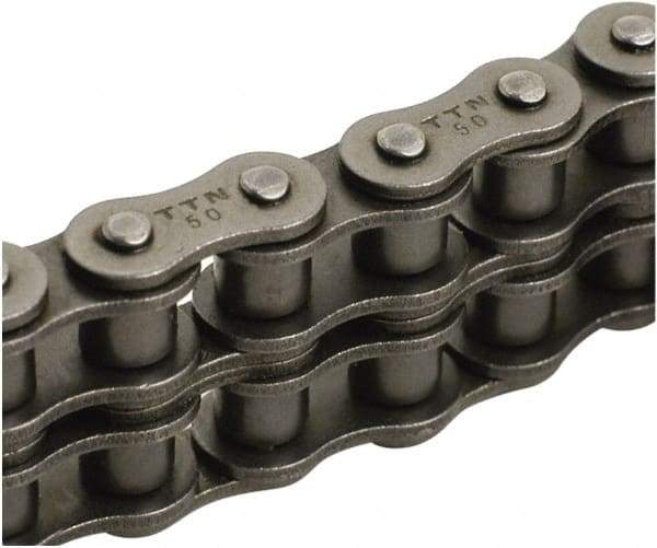 Tritan - 3/4" Pitch, ANSI 60-2, Double Strand Roller Chain - Chain No. 60-2, 14,298 Lb. Capacity, 100 Ft. Long, 15/32" Roller Diam, 0.495" Roller Width - Top Tool & Supply