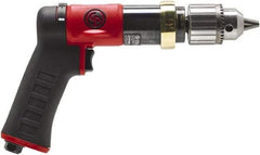 Chicago Pneumatic - 1/2" Reversible Keyed Chuck - Pistol Grip Handle, 840 RPM, 0.5 hp, 90 psi - Top Tool & Supply