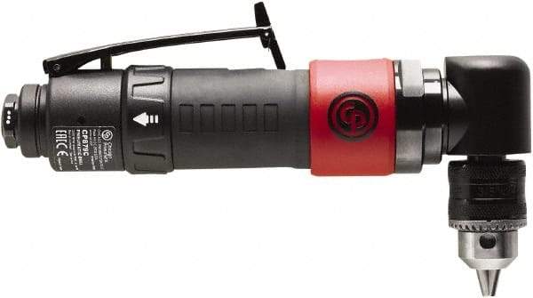 Chicago Pneumatic - 3/8" Reversible Keyed Chuck - Right Angle Handle, 2,000 RPM, 0.3 hp, 90 psi - Top Tool & Supply