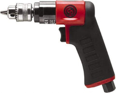 Chicago Pneumatic - 1/4" Keyed Chuck - Pistol Grip Handle, 3,300 RPM, 0.3 hp, 90 psi - Top Tool & Supply