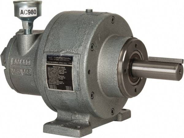 Gast - 1-1/2 hp Reversible Face/Foot Air Actuated Motor - 10:1 Gear Ratio, 300 Max RPM, 11.56" OAL, 1" Shaft Diam - Top Tool & Supply