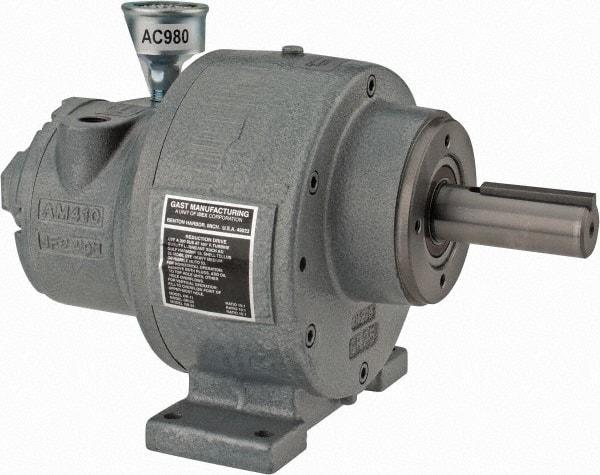 Gast - 1-1/4 hp Reversible Face/Foot Air Actuated Motor - 15:1 Gear Ratio, 200 Max RPM, 11.56" OAL, 1" Shaft Diam - Top Tool & Supply