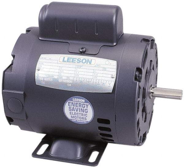 Leeson - 1-1/2 Max hp, 1,725 Max RPM, Electric AC DC Motor - 115, 208, 230 V Input, Single Phase, 56H Frame - Top Tool & Supply