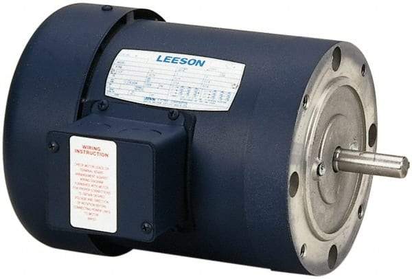 Leeson - 1 Max hp, 3,450 Max RPM, Electric AC DC Motor - 208-230/460 V Input, Three Phase, 56C Frame - Top Tool & Supply