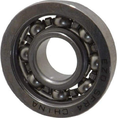 Value Collection - 1/4" Bore Diam, 5/8" OD, Open Miniature Radial Ball Bearing - 0.196" Wide, With Flange, 1 Row, Round Bore, 128 Lb Static Capacity, 335 Lb Dynamic Capacity - Top Tool & Supply