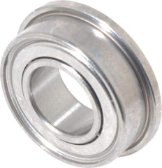 Value Collection - 3/16" Bore Diam, 3/8" OD, Double Shield Miniature Radial Ball Bearing - 1/8" Wide, With Flange, 1 Row, Round Bore, 56 Lb Static Capacity, 160 Lb Dynamic Capacity - Top Tool & Supply