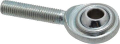 Made in USA - 1/4" ID, 3/4" Max OD, 2,225 Lb Max Static Cap, Plain Male Spherical Rod End - 1/4-28 RH, Steel with Steel Raceway - Top Tool & Supply