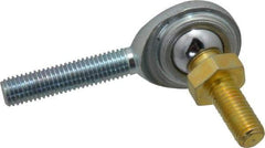 Made in USA - 1/4" ID, 3/4" Max OD, 2,225 Lb Max Static Cap, Male Spherical Rod End with Stud - 1/4-28 RH, Steel with Steel Raceway - Top Tool & Supply