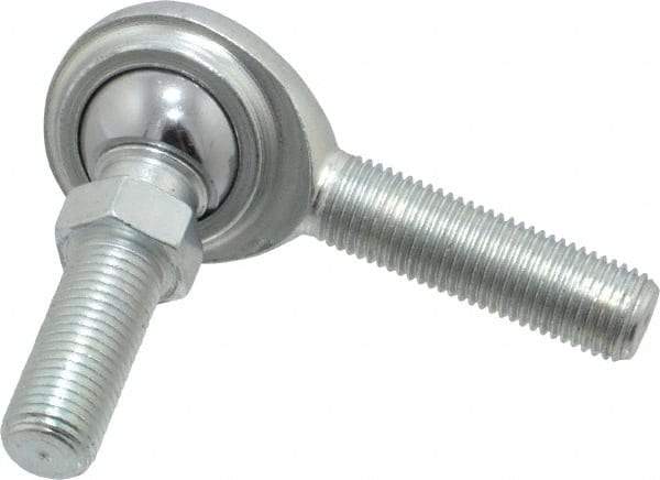 Made in USA - 3/8" ID, 1" Max OD, 5,100 Lb Max Static Cap, Male Spherical Rod End with Stud - 3/8-24 RH, Steel with Steel Raceway - Top Tool & Supply