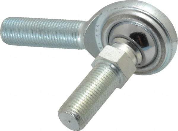 Made in USA - 1/2" ID, 1-5/16" Max OD, 8,386 Lb Max Static Cap, Male Spherical Rod End with Stud - 1/2-20 RH, Steel with Steel Raceway - Top Tool & Supply