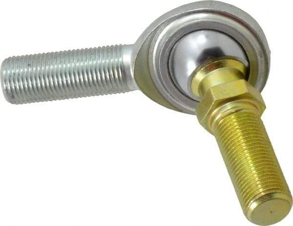 Made in USA - 5/8" ID, 1-1/2" Max OD, 9,813 Lb Max Static Cap, Male Spherical Rod End with Stud - 5/8-18 RH, Steel with Steel Raceway - Top Tool & Supply