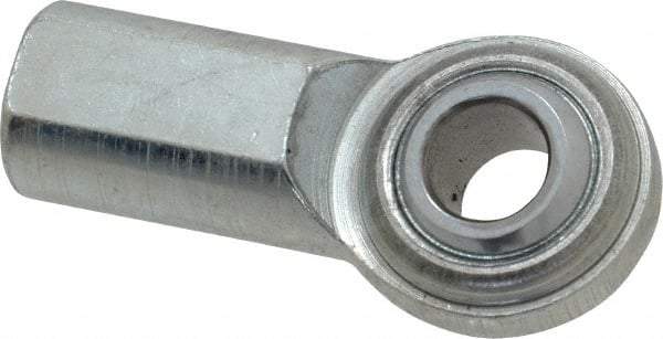 Made in USA - 7/16" ID, 1-1/8" Max OD, 6,402 Lb Max Static Cap, Plain Female Spherical Rod End - 7/16-20 RH, Steel with Steel Raceway - Top Tool & Supply