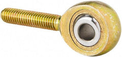 Made in USA - 7/16" ID, 1-1/8" Max OD, 4,244 Lb Max Static Cap, Male Spherical Rod End with Stud - 7/16-20 RH, Steel with Bronze Raceway - Top Tool & Supply