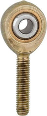 Made in USA - 3/16" ID, 5/8" Max OD, 1,174 Lb Max Static Cap, Plain Male Spherical Rod End - 10-32 RH, Steel with Bronze Raceway - Top Tool & Supply