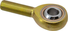 Made in USA - 1/2" ID, 1-5/16" Max OD, 6,700 Lb Max Static Cap, Plain Male Spherical Rod End - 1/2-20 RH, Steel with Bronze Raceway - Top Tool & Supply