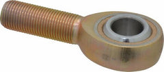 Made in USA - 5/8" ID, 1-1/2" Max OD, 7,400 Lb Max Static Cap, Plain Male Spherical Rod End - 5/8-18 RH, Steel with Bronze Raceway - Top Tool & Supply