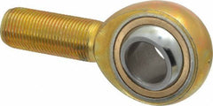 Made in USA - 3/4" ID, 1-3/4" Max OD, 11,550 Lb Max Static Cap, Plain Male Spherical Rod End - 3/4-16 RH, Steel with Bronze Raceway - Top Tool & Supply