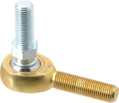 Made in USA - 3/8" ID, 1" Max OD, 4,012 Lb Max Static Cap, Male Spherical Rod End with Stud - 3/8-24 RH, Steel with Bronze Raceway - Top Tool & Supply