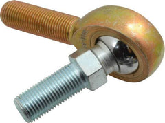 Made in USA - 1/2" ID, 1-5/16" Max OD, 6,700 Lb Max Static Cap, Male Spherical Rod End with Stud - 1/2-20 RH, Steel with Bronze Raceway - Top Tool & Supply