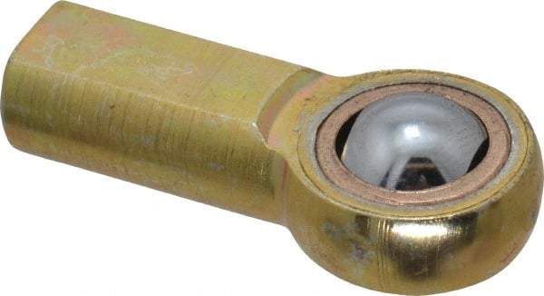 Made in USA - 3/16" ID, 5/8" Max OD, 1,624 Lb Max Static Cap, Plain Female Spherical Rod End - 10-32 RH, Steel with Bronze Raceway - Top Tool & Supply