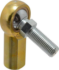 Made in USA - 7/16" ID, 1-1/8" Max OD, 4,300 Lb Max Static Cap, Female Spherical Rod End with Stud - 7/16-20 RH, Steel with Bronze Raceway - Top Tool & Supply