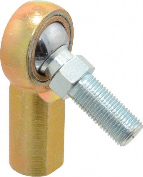 Made in USA - 1/2" ID, 1-5/16" Max OD, 6,700 Lb Max Static Cap, Female Spherical Rod End with Stud - 1/2-20 RH, Steel with Bronze Raceway - Top Tool & Supply