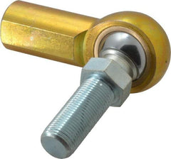 Made in USA - 3/4" ID, 1-3/4" Max OD, 11,550 Lb Max Static Cap, Female Spherical Rod End with Stud - 3/4-16 RH, Steel with Bronze Raceway - Top Tool & Supply