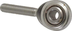 Made in USA - 3/16" ID, 5/8" Max OD, 912 Lb Max Static Cap, Plain Male Spherical Rod End - 10-32 RH, Stainless Steel with Stainless Steel Raceway - Top Tool & Supply